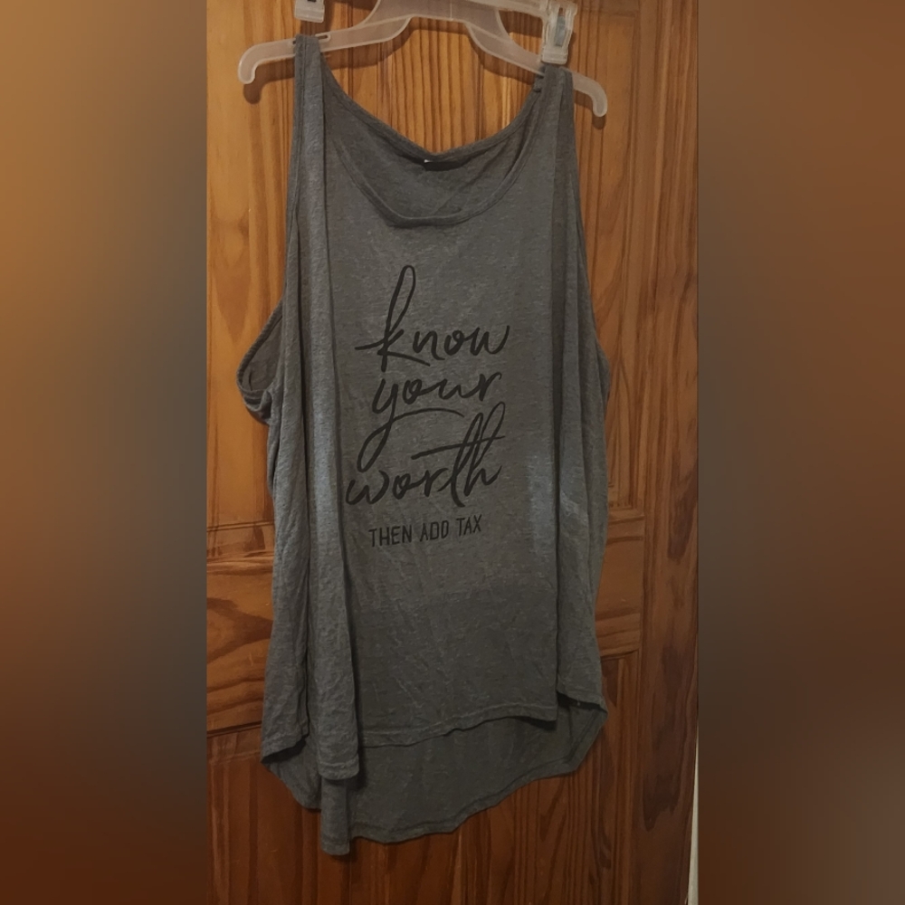 Gray Sleeveless Top with Inspirational Quote